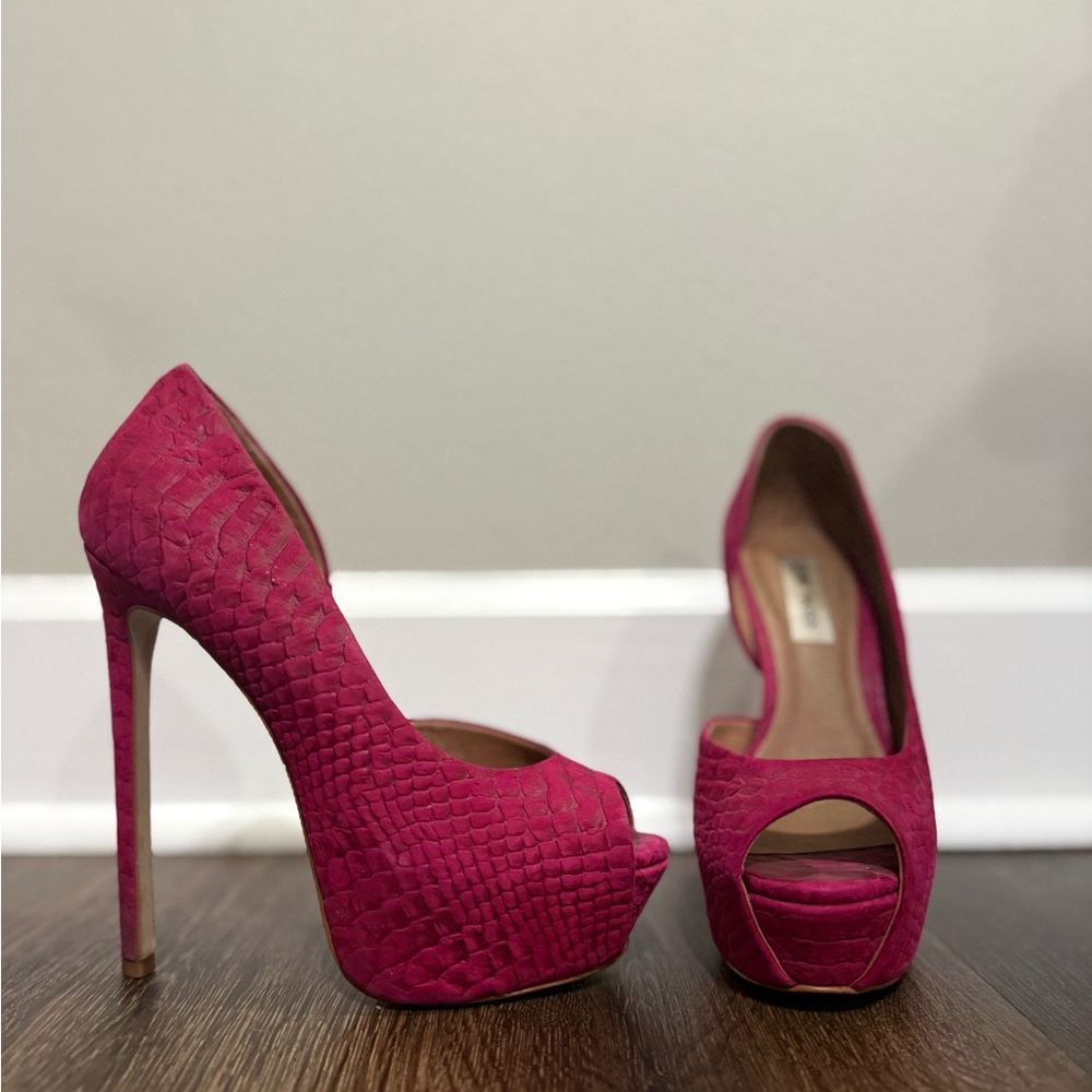 Women's Pink Peep-Toe Heels